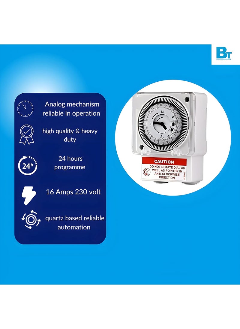 BlackT ElectroTech Blackt Electrotech BT41AG 230 Volt DIN Rail Mounted Analog Timer Switch Dial Type  - Image 3
