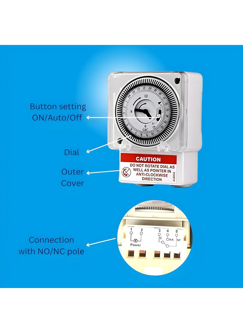 BlackT ElectroTech Blackt Electrotech BT41AG 230 Volt DIN Rail Mounted Analog Timer Switch Dial Type  - Image 2