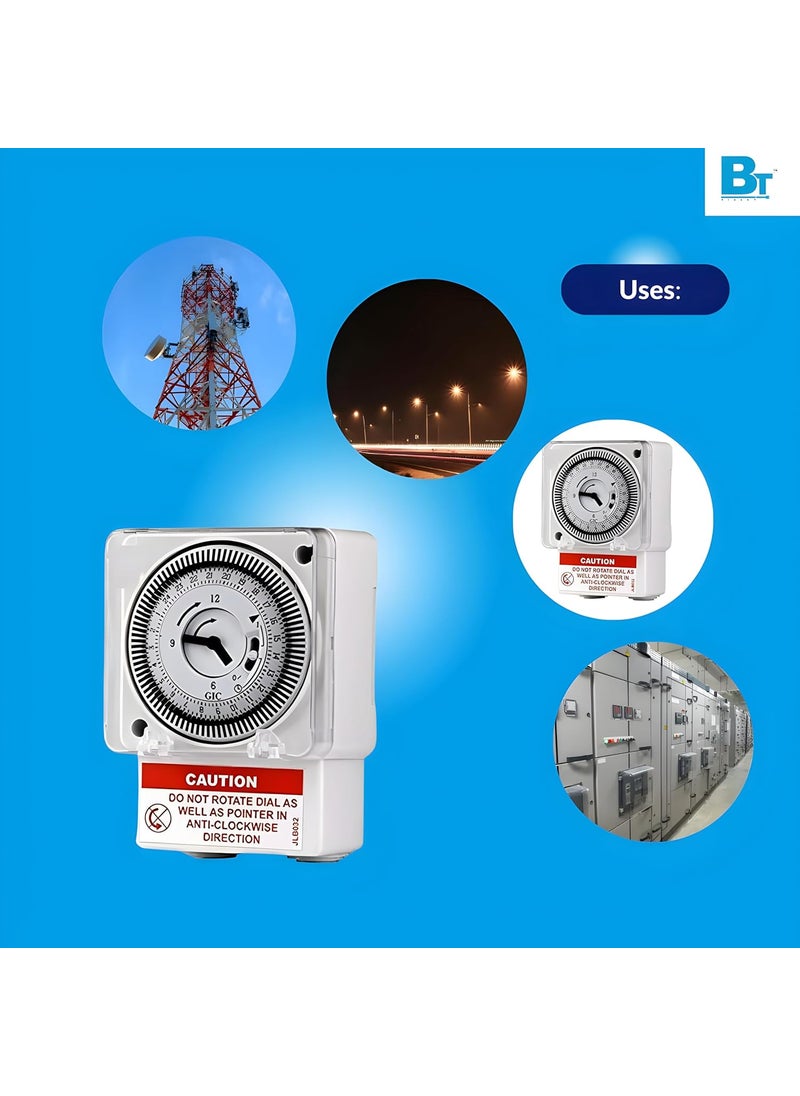 BlackT ElectroTech Blackt Electrotech BT41AG 230 Volt DIN Rail Mounted Analog Timer Switch Dial Type  - Image 4