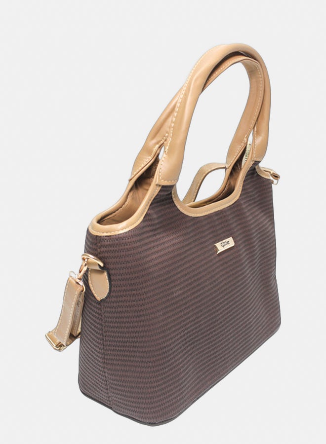 Glitter Bag with Cross Hand - Brown - Image 2