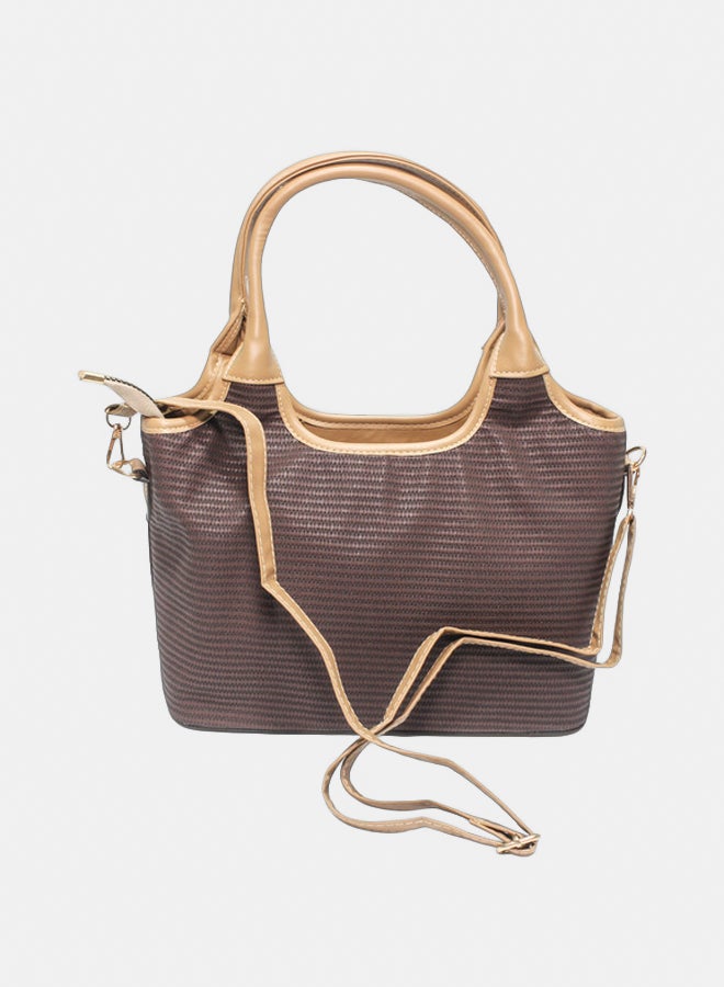 Glitter Bag with Cross Hand - Brown - Image 3