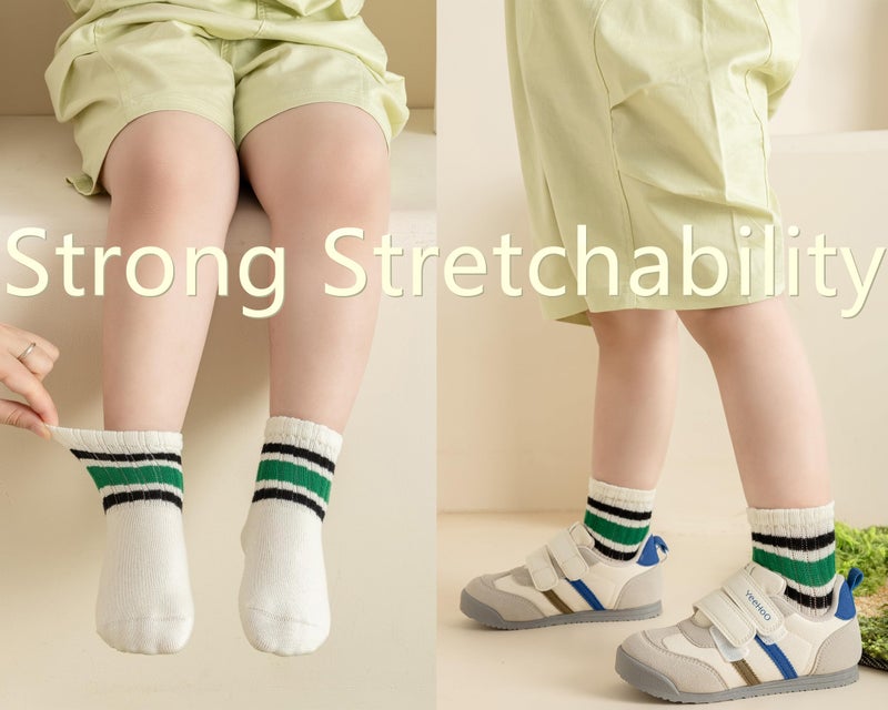 Wamvp Toddler Grip Socks with Non-Slip, Unisex Baby Retro Stripe Seamless Crew Ankle Cotton Socks for Girls Boys 6 Pairs,Colorful-1 1-3T - Image 2