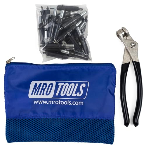 MRO Tools Cleco Fasteners 25 5/32 مثبتات صفائح معدنية قياسية + كماشة كليكو مع حقيبة حمل (K1S25-5/32) - Image 1