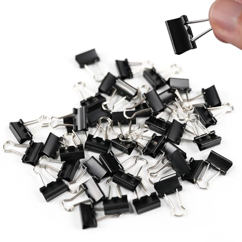 Ykimok 40Pcs Mini Binder Clips, 5/8 inch(15mm), Paper Clamps Micro Size for Office Supplies, Black - Image 1