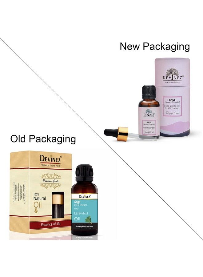 Devinez Sage Essential Oil 100% Pure Natural & Undiluted 10Ml In Glass Bottle Detoxifies Body For Coughs Colds Aging Wrinkles & Skin Care - Image 3