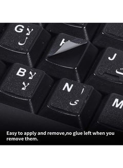 CaseBuy 2PCS Arabic Keyboard Stickers, Arabic-English Keyboard Letters Replacement Stickers Black Background with White Font for Computer Laptop Notebook Desktop, Matte Arabic Keyboard Alphabet Stickers  - Image 4