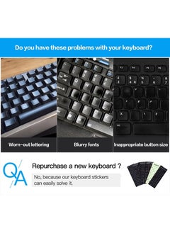 CaseBuy 2PCS Arabic Keyboard Stickers, Arabic-English Keyboard Letters Replacement Stickers Black Background with White Font for Computer Laptop Notebook Desktop, Matte Arabic Keyboard Alphabet Stickers  - Image 2