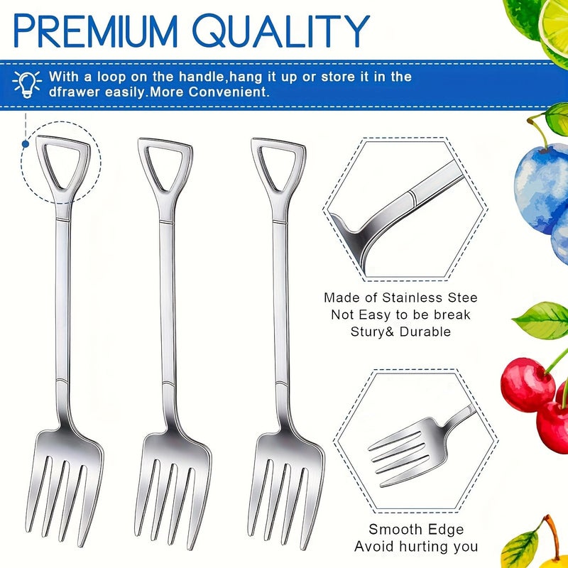 6 Pcs High Quality Stainless Steel Fruit Forks Creative Mirror Polished Dishwasher Safe - Image 2