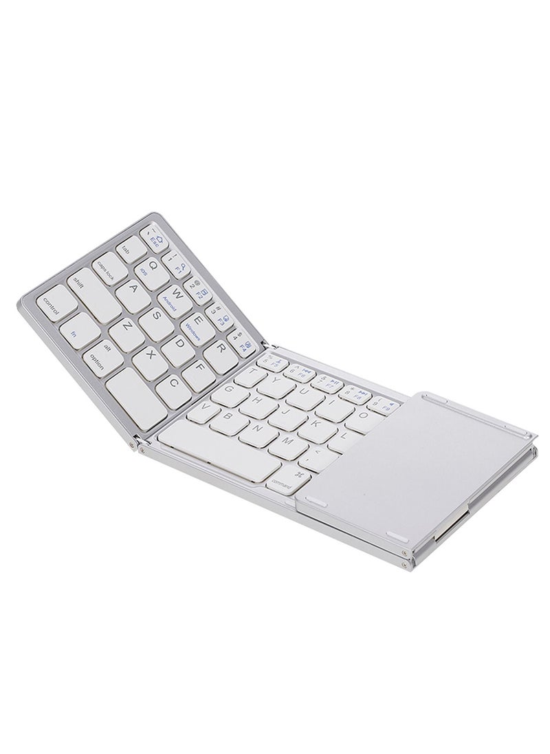 Generic - Wireless BT Keyboard Mini Folding Keyboard Portable Ultra Slim BT Keyboard with Touchpad for Windows/Android/iOS Silver - Image 1