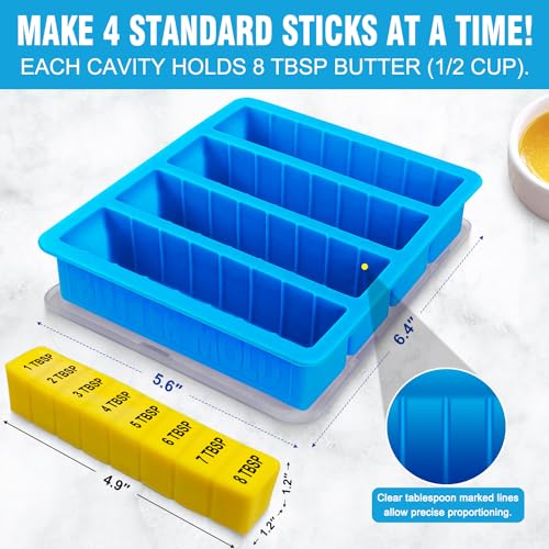 Walfos Silicone Butter Mold with Lid, Walfos Non-Stick Tray Fits Standard Butter Stick Size, Large Cavity, Holds 8 Tablespoons, Ideal For Soap Bar, Energy Bar, Cake, 2 Pack - Image 2