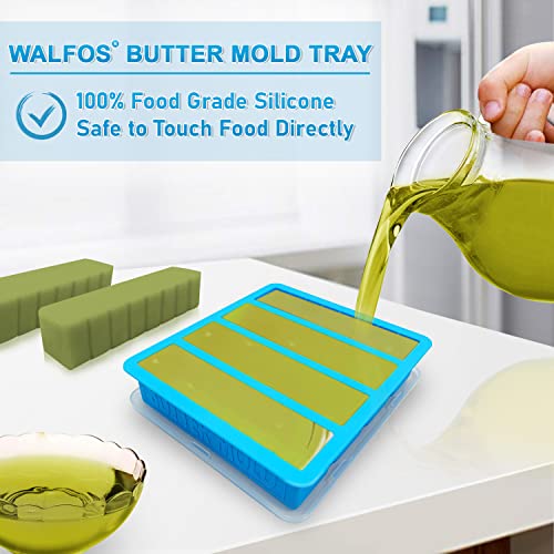Walfos Silicone Butter Mold with Lid, Walfos Non-Stick Tray Fits Standard Butter Stick Size, Large Cavity, Holds 8 Tablespoons, Ideal For Soap Bar, Energy Bar, Cake, 2 Pack - Image 4