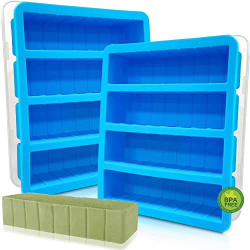 Walfos Silicone Butter Mold with Lid, Walfos Non-Stick Tray Fits Standard Butter Stick Size, Large Cavity, Holds 8 Tablespoons, Ideal For Soap Bar, Energy Bar, Cake, 2 Pack - Image 1