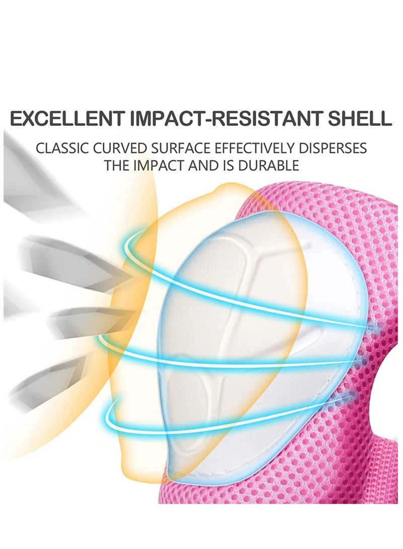 TOMSHOO 7PCS Kids Roller Skating Protective Gear Set Knee Pads for Kids 2-8 Years Toddler Knee and Elbow Pads with Wrist Guards 3 in 1 for Skating Cycling Bike Rollerblading Scooter,pink - Image 5