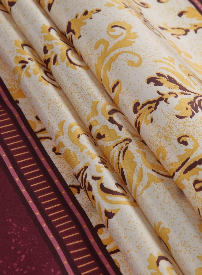 MVSUTA Royal Scroll Modern Red Waterproof Fabric Burgundy Paisley Rich Gold Printed Cloth Yellow Damask Farmhouse Classic Shower Curtain for Bathroom,72" W x 72" L - Image 3