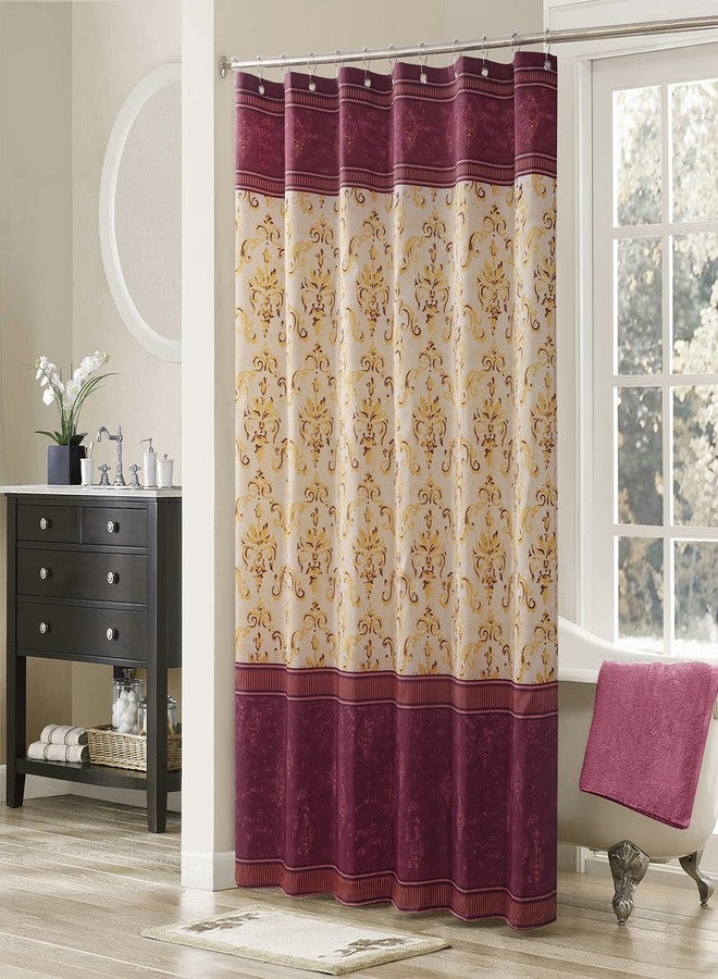 MVSUTA Royal Scroll Modern Red Waterproof Fabric Burgundy Paisley Rich Gold Printed Cloth Yellow Damask Farmhouse Classic Shower Curtain for Bathroom,72" W x 72" L - Image 1