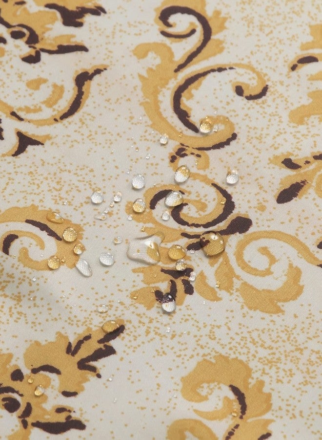 MVSUTA Royal Scroll Modern Red Waterproof Fabric Burgundy Paisley Rich Gold Printed Cloth Yellow Damask Farmhouse Classic Shower Curtain for Bathroom,72" W x 72" L - Image 2