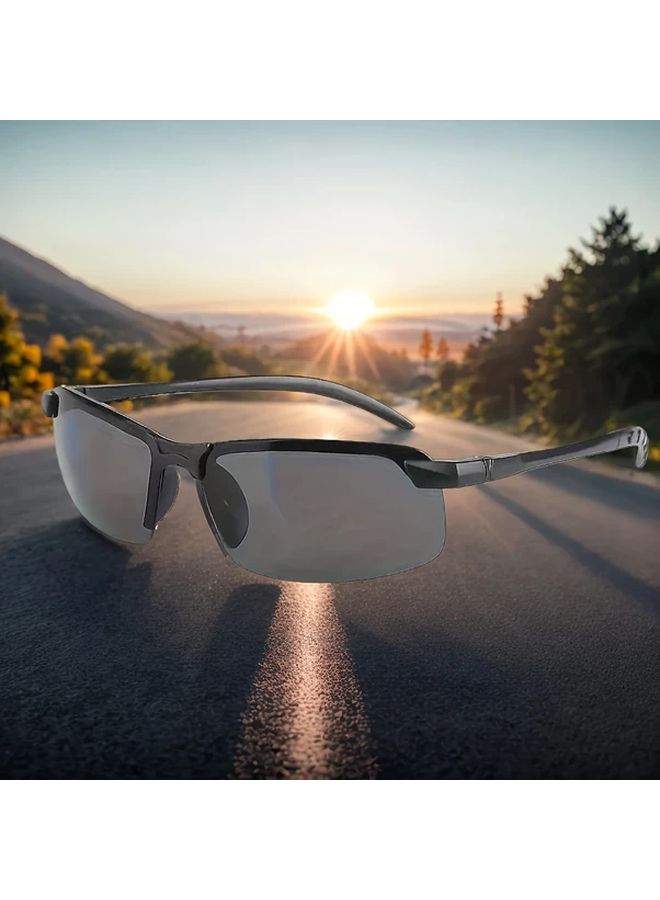 Black Ultralight Aurora Night Vision Driving Glasses Anti Glare Half Frame For Men And Women - Image 1