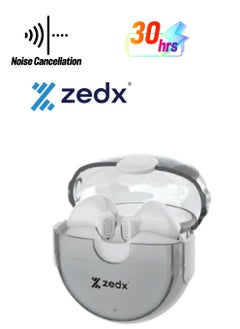 Zedx ACE PRO J21 Original Proof V5.4 True Bluetooth Wireless Earbuds, ENC Mic, Clear Sound, Type C, 30H Playtime, IPX4, Wireless Earphones Transparent