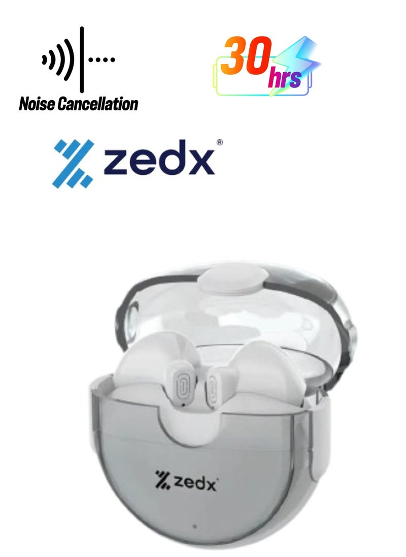 zedx - Zedx ACE PRO J21 Original Proof V5.4 True Bluetooth Wireless Earbuds, ENC Mic, Clear Sound, Type C, 30H Playtime, IPX4, Wireless Earphones Transparent - Image 1