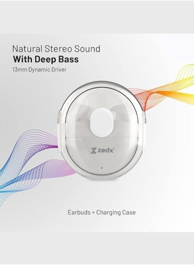 zedx - Zedx ACE PRO J21 Original Proof V5.4 True Bluetooth Wireless Earbuds, ENC Mic, Clear Sound, Type C, 30H Playtime, IPX4, Wireless Earphones Transparent - Image 1