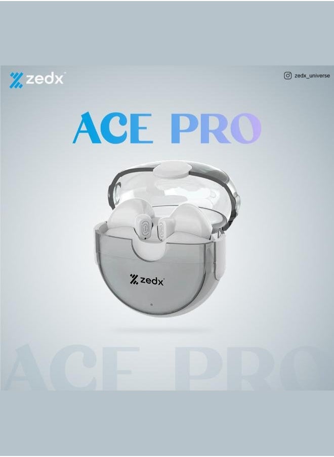 zedx - Zedx ACE PRO J21 Original Proof V5.4 True Bluetooth Wireless Earbuds, ENC Mic, Clear Sound, Type C, 30H Playtime, IPX4, Wireless Earphones Transparent - Image 1