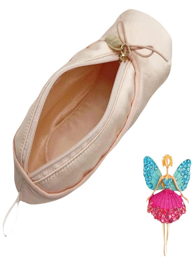 CECKQUE Ballet Dance Shoe Makeup Bag For Little Girls, Ballerina Slipper Makeup Pouch Bag, Ballet Pointe Shoes Gifts (Pink-B2) - Image 1