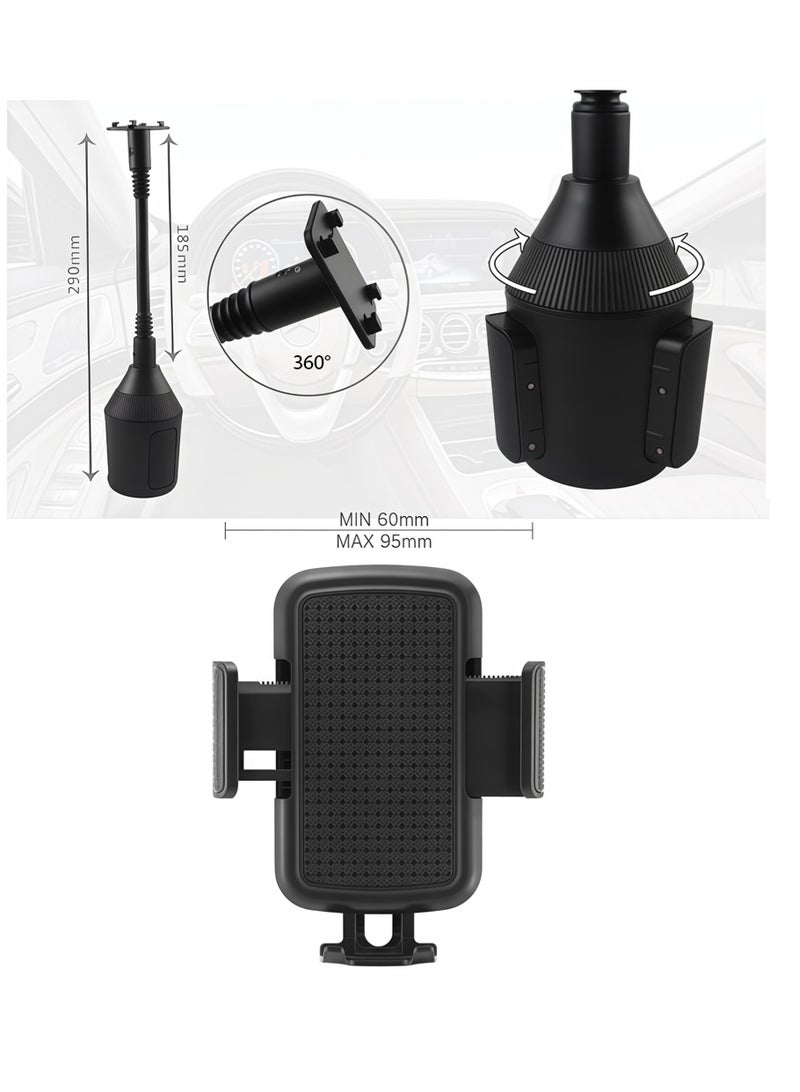 Leon Home Cup Holder Phone Mount for Car, Adjustable Cup Holder Base Diameter Range is 2.5"- 4.1", Suitable for Most Car Height and Angle Adjustment Compatible with Most Smart Phones - Image 3