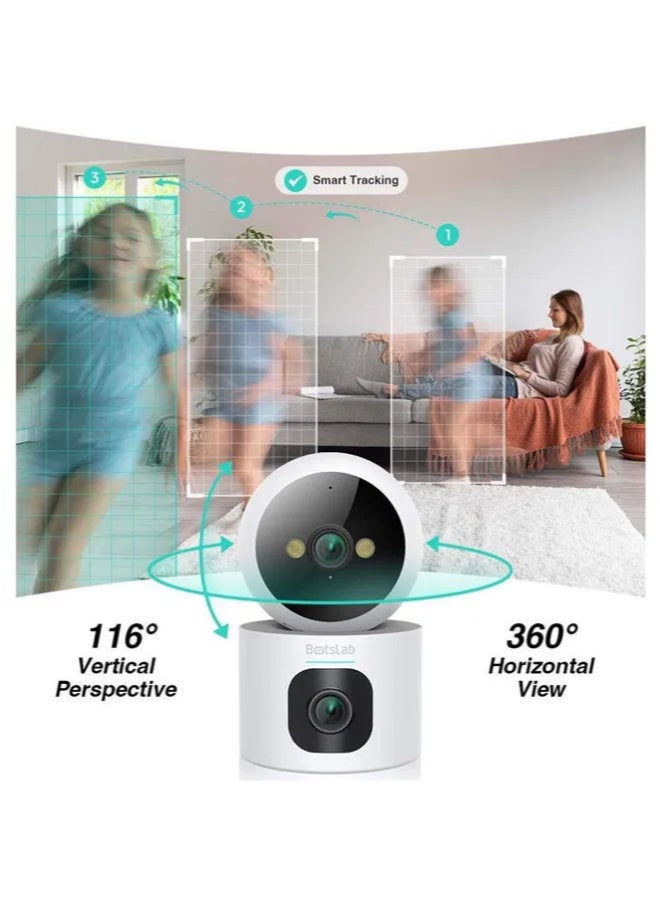 Botslab C231 Indoor Camera 2 Lens 3+3MP Full Color Night Vision, Motion Detection, 360° Panoramic View, Two-Way Audio, Works with Alexa and Google Assistant for Voice Control  - Image 5