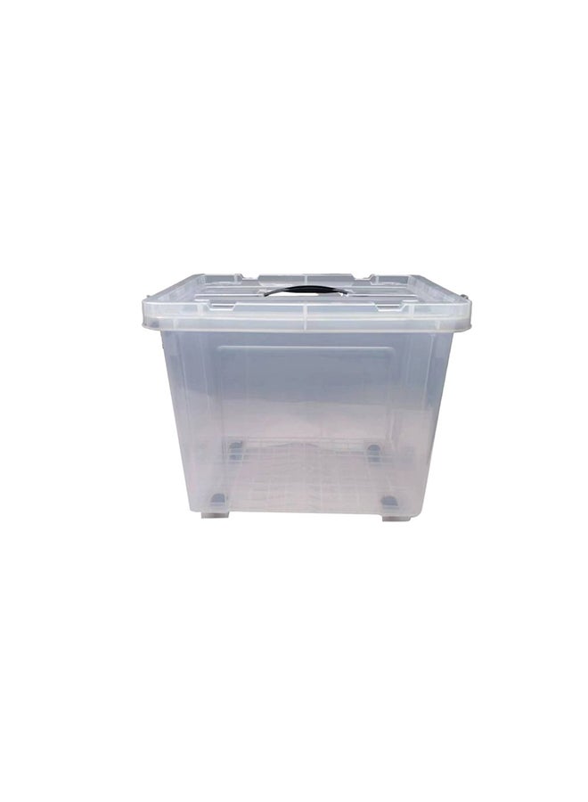 DANUBE HOME Milano Clear Plastic Storage Box with Wheels - 28L Household Organizer (Rug03) - Durable HDPE Material - 44x30x35 cm - Ideal for Tools & Household Essentials - Clear Design