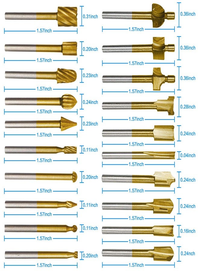 DKIBBITH 10Pcs HSS Router Carbide Engraving Bits & 10Pcs Router Bit with 1/8"(3mm) Shank Power Rotary Tools for DIY Woodworking, Carving, Sculpting, Engraving, Drilling. - Image 2