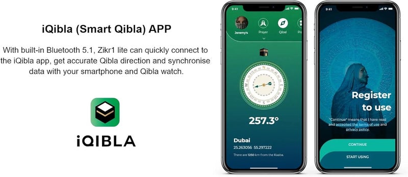 iQIBLA Smart Tasbih Zikr Ring, الصلاة المسلمة, تذكير توقيت الصلاة, شاشة OLED, Tasbih Counter, حلقة ذكية, تكنولوجيا قابلة للارتداء, مقاومة للماء الأسود 22mm, E0122BK - Image 3