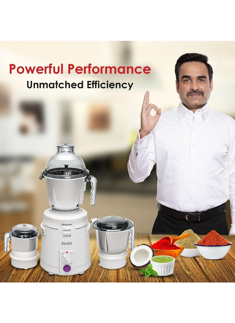 Sujata Dynamix 900 Watts Mixer Grinder | 22000 Rotations Per Min | 90 Minutes Continuous Running | 3 Versatile Jars 1500 ml, 1000 ml and 400 ml