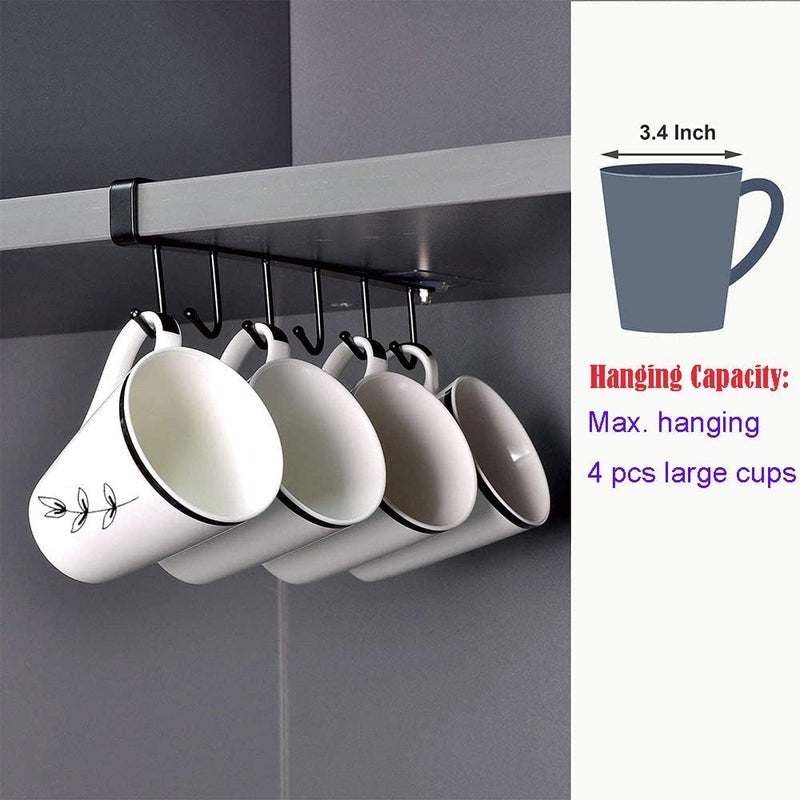 EigPluy AliCH 2pcs Mug Hooks, Metal, Under Cabinet Mug Holder Rack, Nail-Free Adhesive, Kitchen Utensils/Ties Belts/Scarf/Keys Storage - Image 3