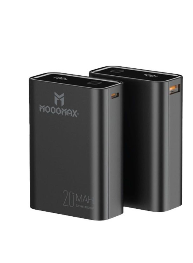 موج ماكس Moogmax 20000mAh Power Bank with Fast Charging Up to 22.5W with PD and QC Technology, Portable Mobile Phone Charger, External Battery with Dual Ports, USB and Type-C, Small Travel Charger, Powerful Power Bank for Smart Devices and Daily Use, Power Bank, Portable Charger, Portable Battery, 20000mAh Power Bank, Portable Mobile Phone Charger, Fast Charging Battery, Fast Charging Power Bank, PD Charger, QC Charger, 22.5W Power Bank, Smart Device Charger, External Battery, Travel Charger, Small Power Bank, Powerful Power Bank, Portable Mobile Phone Charger, Portable Battery for Mobile Phone, Dual Port Power Bank, Multi-Device Charger, Moogmax Power Bank. - Image 1