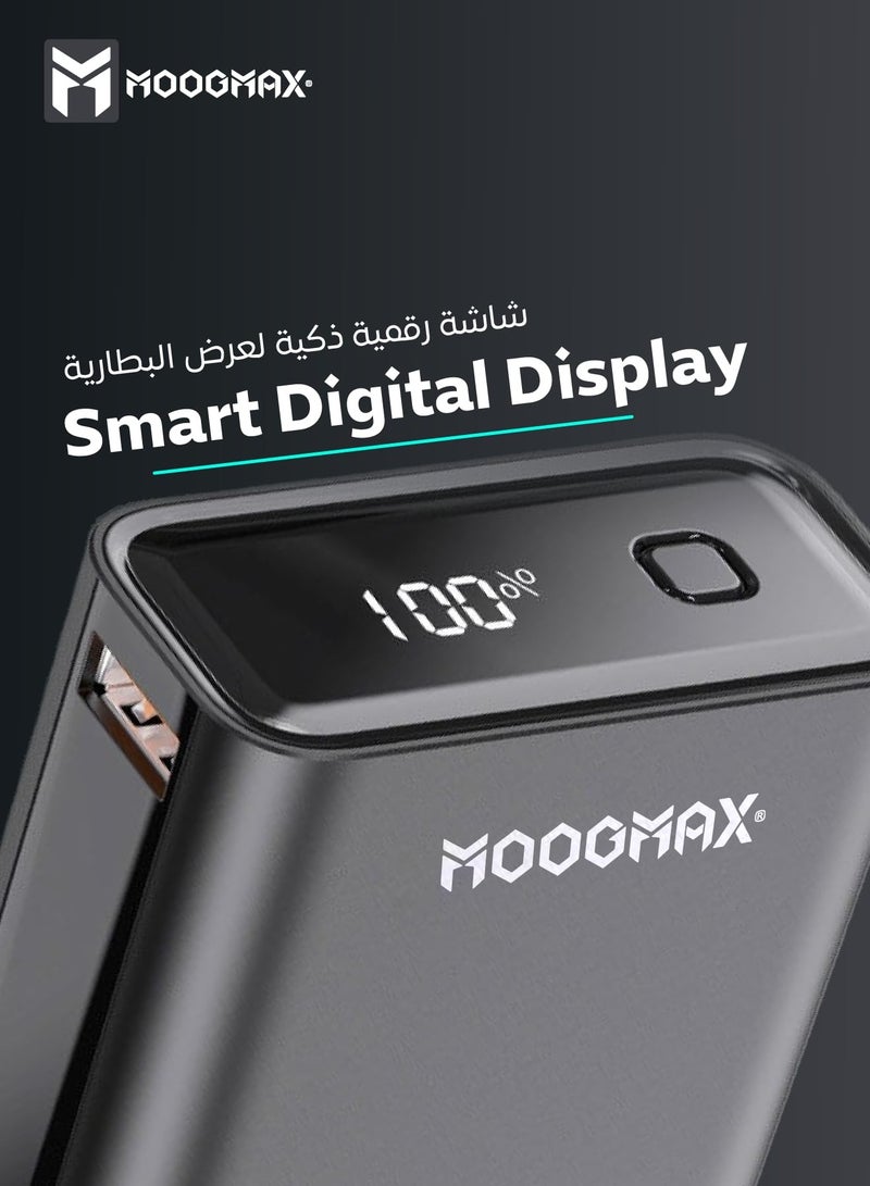 موج ماكس Moogmax 20000mAh Power Bank with Fast Charging Up to 22.5W with PD and QC Technology, Portable Mobile Phone Charger, External Battery with Dual Ports, USB and Type-C, Small Travel Charger, Powerful Power Bank for Smart Devices and Daily Use, Power Bank, Portable Charger, Portable Battery, 20000mAh Power Bank, Portable Mobile Phone Charger, Fast Charging Battery, Fast Charging Power Bank, PD Charger, QC Charger, 22.5W Power Bank, Smart Device Charger, External Battery, Travel Charger, Small Power Bank, Powerful Power Bank, Portable Mobile Phone Charger, Portable Battery for Mobile Phone, Dual Port Power Bank, Multi-Device Charger, Moogmax Power Bank. - Image 3