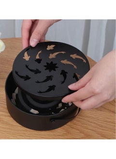Y&D Mosquito Coil Box Wrought Iron Hollow Portable Incense Burner Holder Flying Fish Out Sandalwood Mosquitoes Repellent Burning With Handle  - Image 3