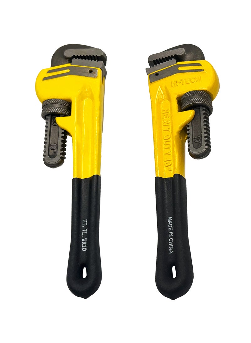 هاي-تيك مجموعة مفاتيح ربط الأنابيب شديدة التحمل 10 بوصة، 12 بوصة، 14 بوصة - مفاتيح ربط الأنابيب الفولاذية القابلة للتعديل للاستخدام في السباكة والغاز والنفط والاستخدام الصناعي - متينة ومضادة للانزلاق - Image 2