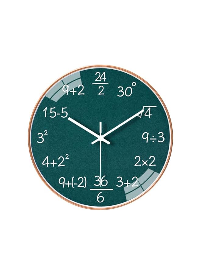The Bros Wall Clock, 12 Inch Math Wall Clock, Silent Wall Clock Battery Operated, Non Ticking Movement Quality Quartz Wall Clock, Suitable for Office, School, Kitchen, Living room Decorations (Green) - Image 2