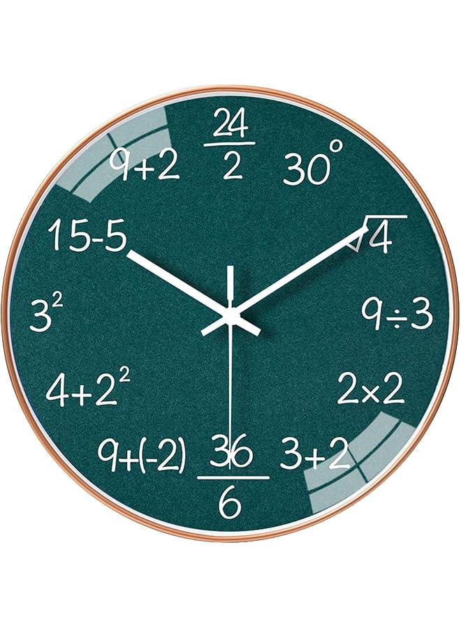 The Bros Wall Clock, 12 Inch Math Wall Clock, Silent Wall Clock Battery Operated, Non Ticking Movement Quality Quartz Wall Clock, Suitable for Office, School, Kitchen, Living room Decorations (Green) - Image 1