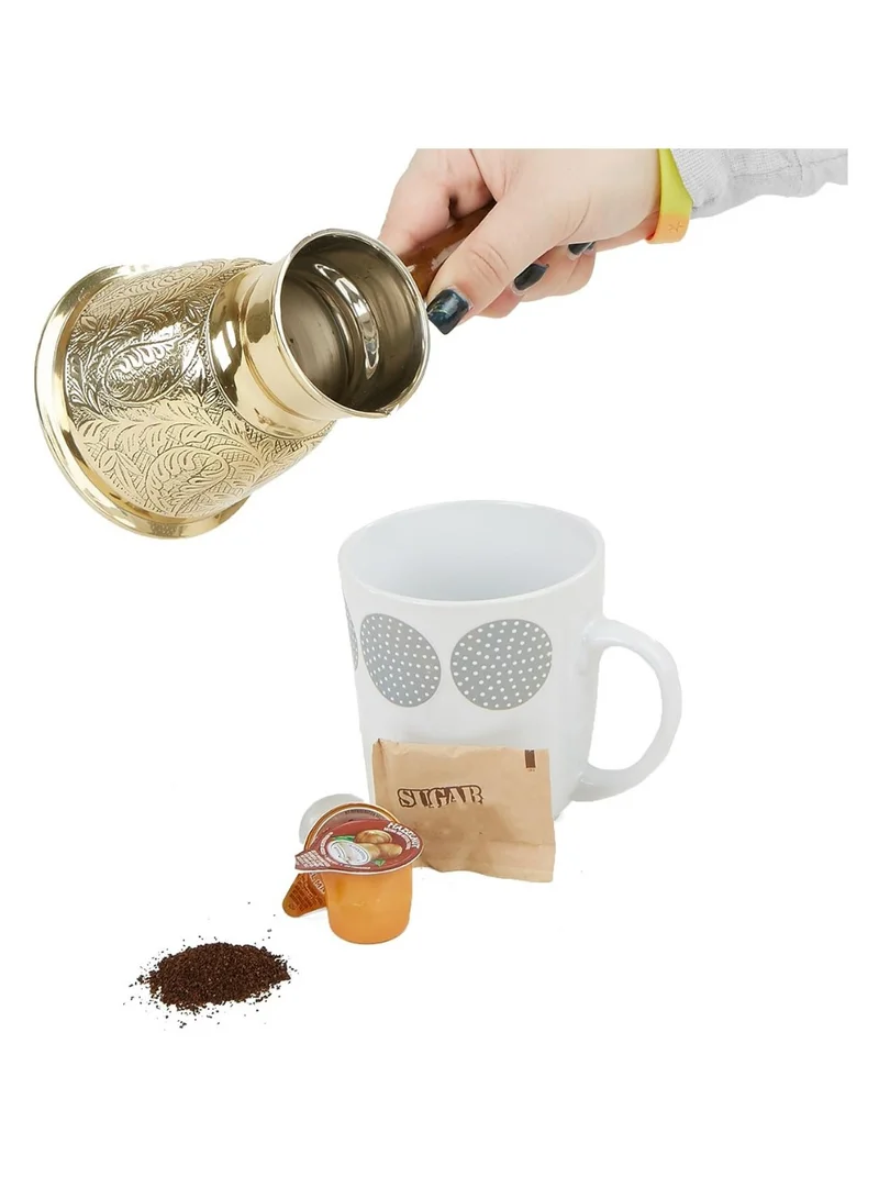 Quesera  Quesera Turkish Style Brass Coffee Pot with Wooden Handle.  | Best Price UAE