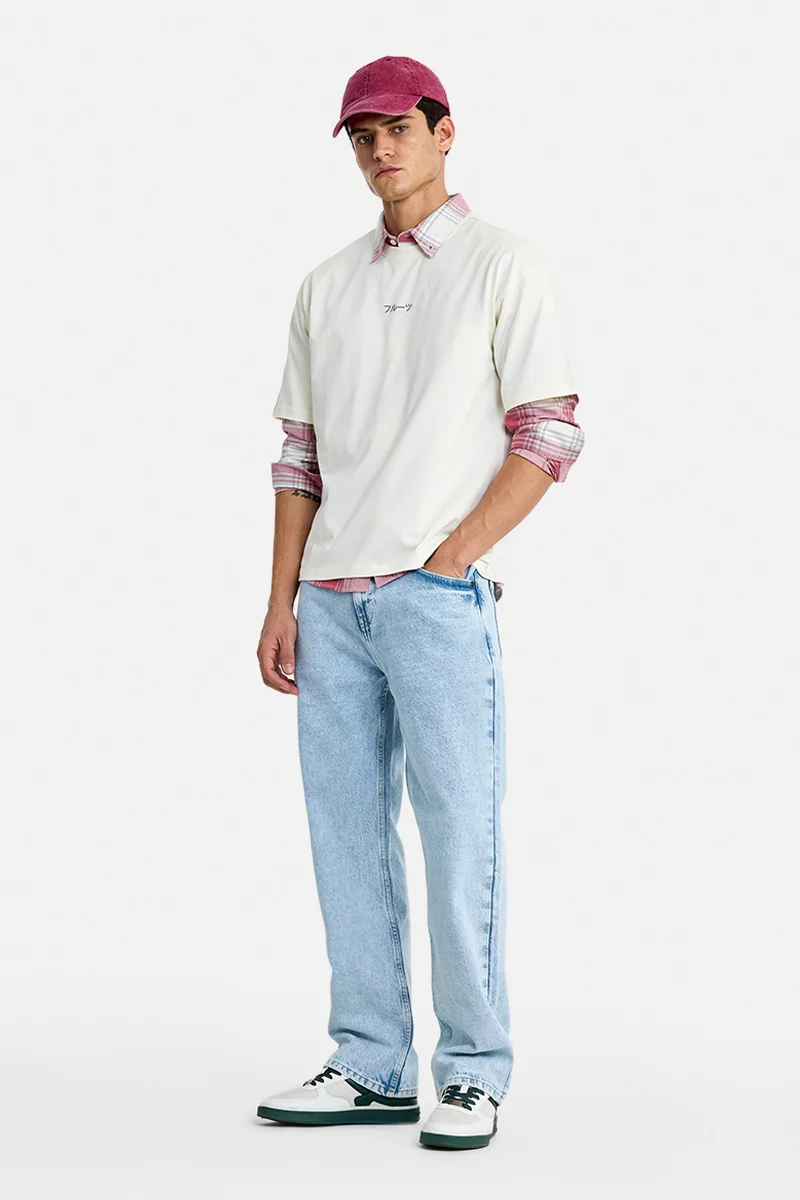 SNITCH Light Blue Solid Straight Fit Casual Jeans