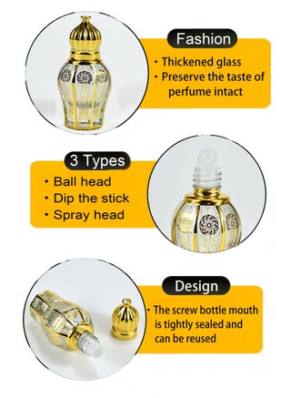 3 Pack 8ml Decorative refillable perfume bottle, Vintage Perfume Bottles Empty and Essential Oil Drop Bottle,Decorative Crystal Glass Perfume Bottle, for Home Decor Women Girl Gift（Spray Head/Glass Rods/Ball Head） - view 3
