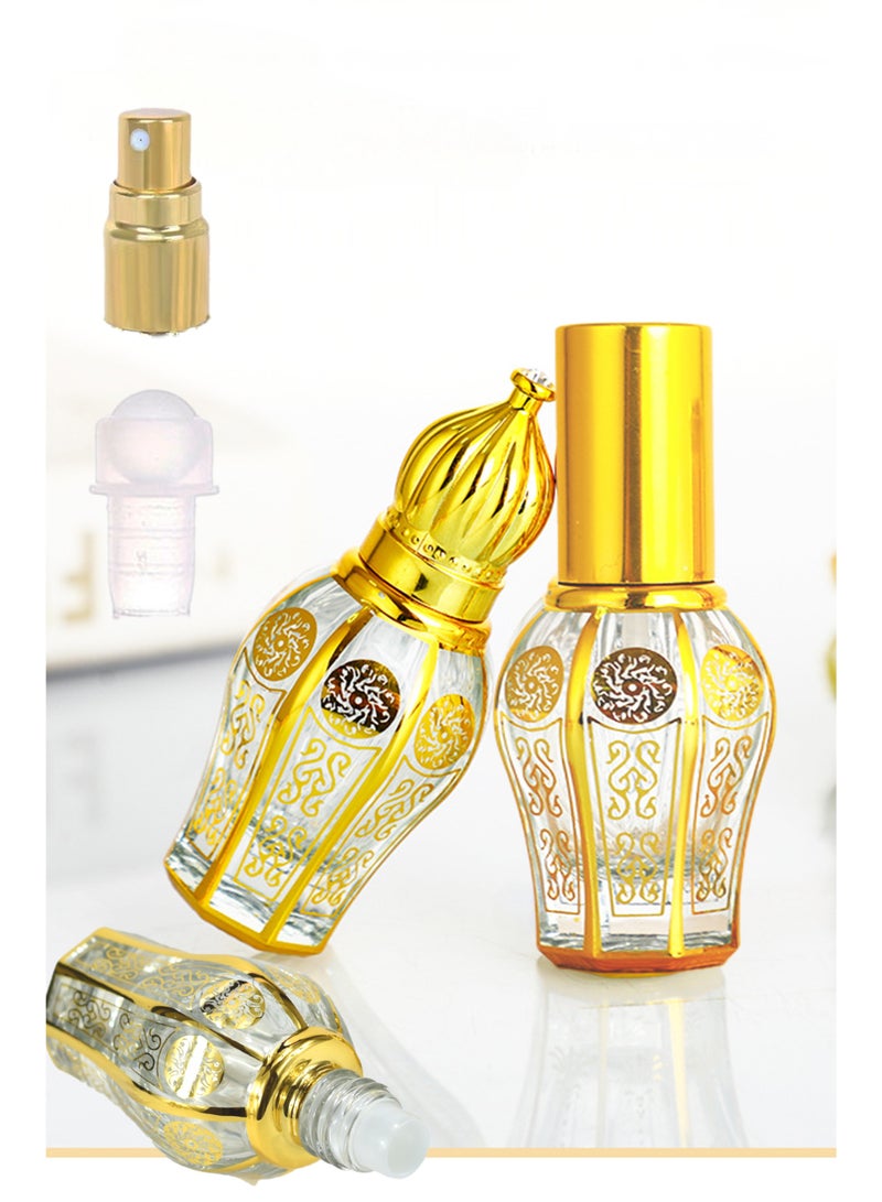 3 Pack 8ml Decorative refillable perfume bottle, Vintage Perfume Bottles Empty and Essential Oil Drop Bottle,Decorative Crystal Glass Perfume Bottle, for Home Decor Women Girl Gift（Spray Head/Glass Rods/Ball Head） - Image 2