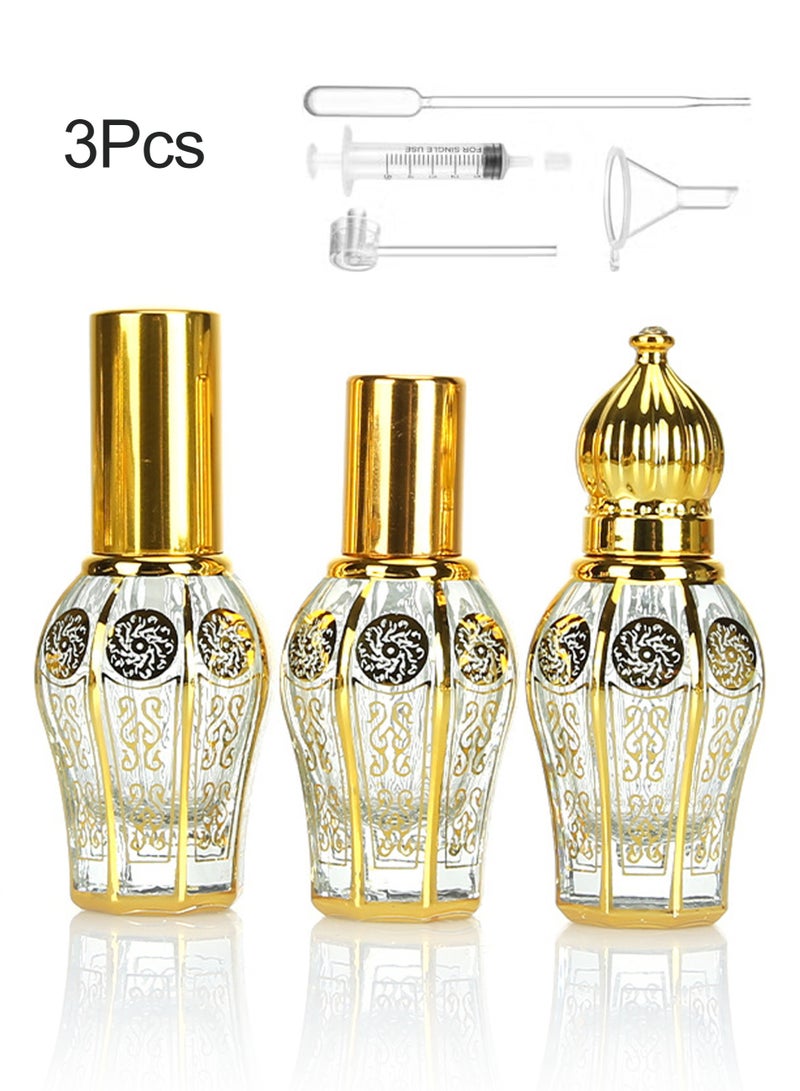 3 Pack 8ml Decorative refillable perfume bottle, Vintage Perfume Bottles Empty and Essential Oil Drop Bottle,Decorative Crystal Glass Perfume Bottle, for Home Decor Women Girl Gift（Spray Head/Glass Rods/Ball Head） - Image 1