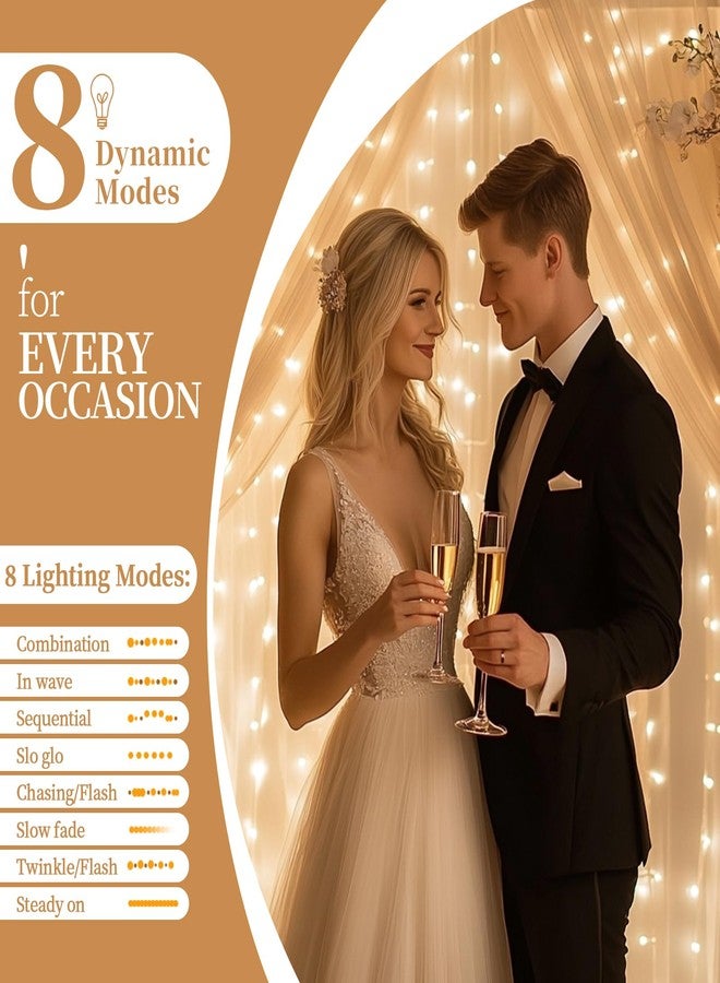 Patioman 10x10ft Champagne Tulle Backdrop Curtain with String Lights, Wrinkle-Free Sheer Wedding Backdrop for Birthday Parties, Baby Shower, Bridal Shower, Photo Shoots and Home Decorations, Champagne - Image 4