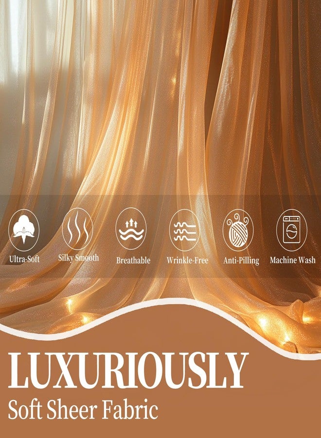 Patioman 10x10ft Champagne Tulle Backdrop Curtain with String Lights, Wrinkle-Free Sheer Wedding Backdrop for Birthday Parties, Baby Shower, Bridal Shower, Photo Shoots and Home Decorations, Champagne - Image 5