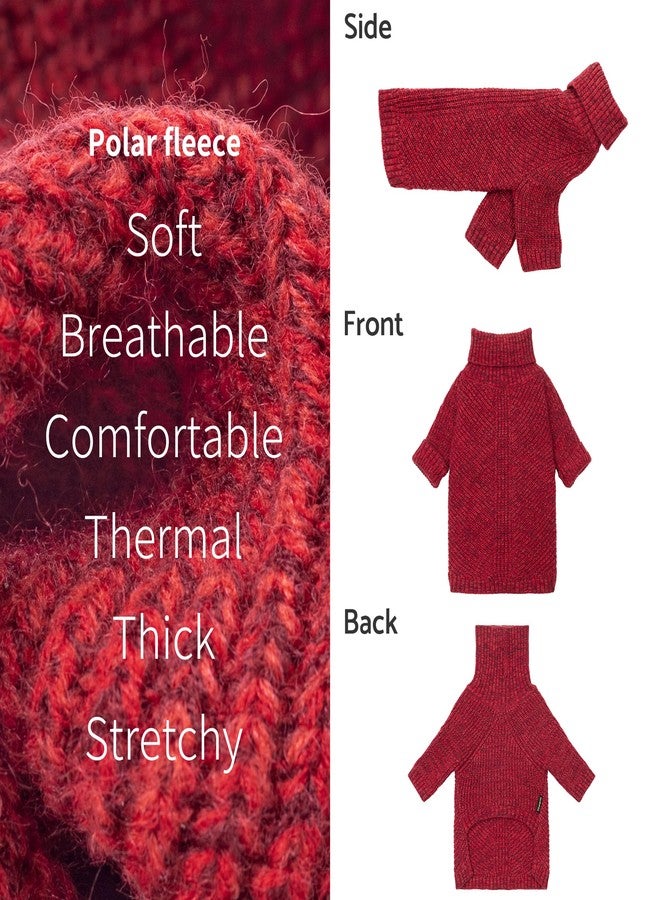 فيت وورم كنزة صوفية محبوكة برقبة عالية للكلاب من فيت وورم، ملابس شتوية حرارية للكلاب الصغيرة من الجنسين، طقم ملابس للحيوانات الأليفة للعطلات، لون أحمر داكن هيذر، مقاس متوسط - Image 5
