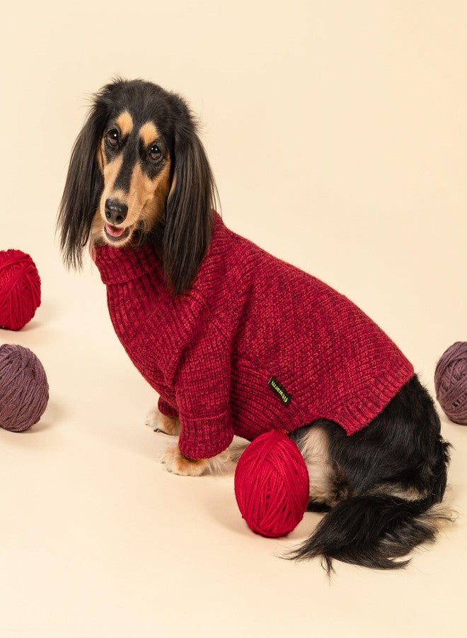 فيت وورم كنزة صوفية محبوكة برقبة عالية للكلاب من فيت وورم، ملابس شتوية حرارية للكلاب الصغيرة من الجنسين، طقم ملابس للحيوانات الأليفة للعطلات، لون أحمر داكن هيذر، مقاس متوسط - Image 2