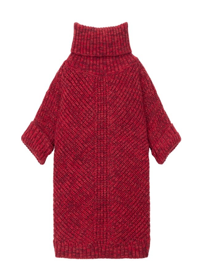 فيت وورم كنزة صوفية محبوكة برقبة عالية للكلاب من فيت وورم، ملابس شتوية حرارية للكلاب الصغيرة من الجنسين، طقم ملابس للحيوانات الأليفة للعطلات، لون أحمر داكن هيذر، مقاس متوسط - Image 1