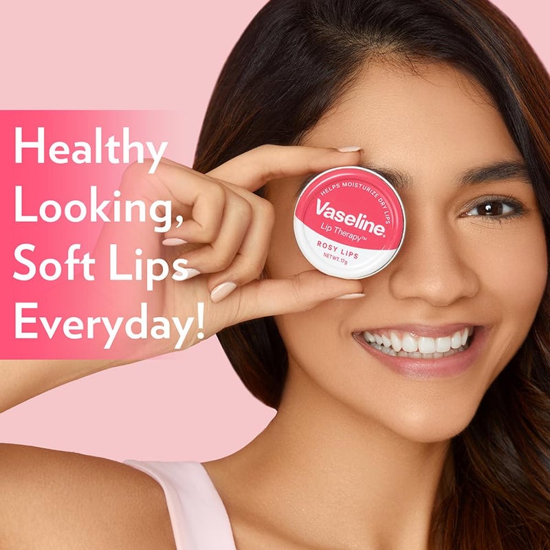 Vaseline Vaseline Lip Tins Rosy Lips 17 g Provides Hydration Sheer Pink Tint Glossy Shine - Image 3